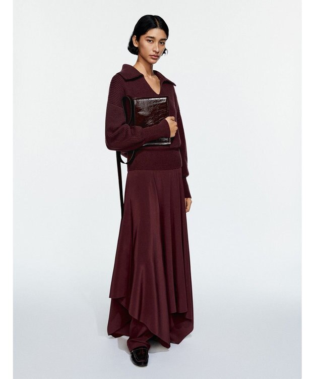 JOSEPH ニューカーディガンステッチ　オープンネックニット Merlot