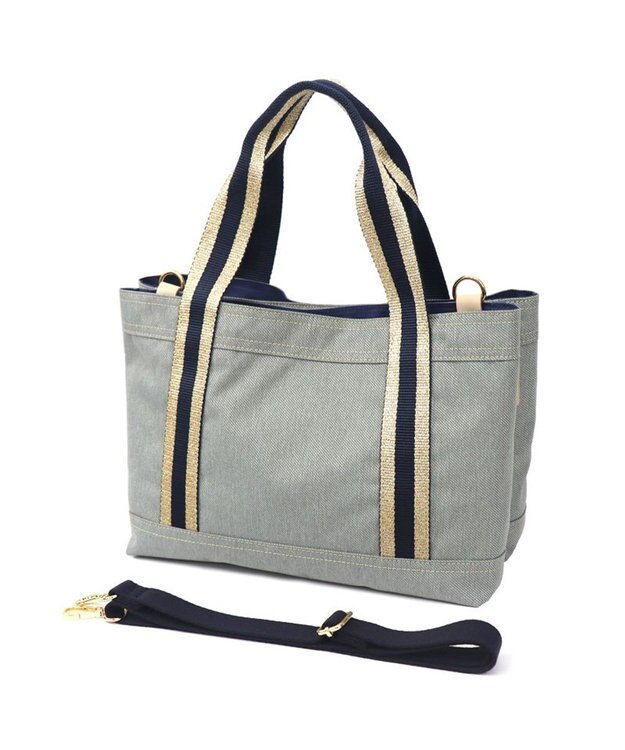 Regalo Felice 【撥水 / 色落ちしないデニム調生地 / ショルダー付】2層トート / REGALO GY(グレー×ゴールドネイビー)