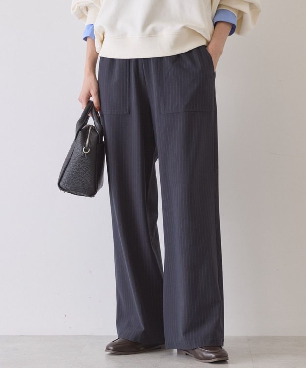 AMERICAN HOLIC 【イージーケア】ベイカーリラックスパンツ Stripe Navy