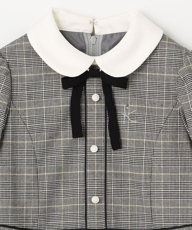 組曲 KIDS 【110-140cm】グレンチェック ワンピース グレー系3