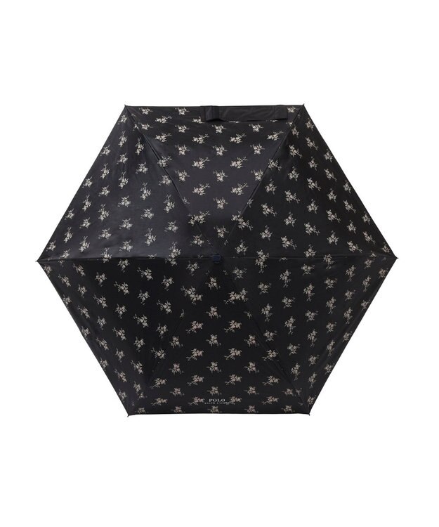 MOONBAT 【WEB限定/UV遮蔽率100％/晴雨兼用】POLO RALPH LAUREN （ポロ ラルフローレン）晴雨兼用日傘 折りたたみ傘 コンパクト 花柄 ブラック
