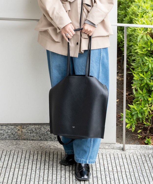 blancle シュリンクレザー ガゼット2wayトートバッグ BLACK