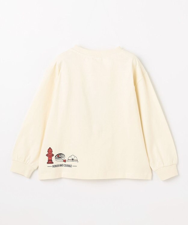 ANY KIDS はたらく車プリント 長袖Tシャツ オフホワイト