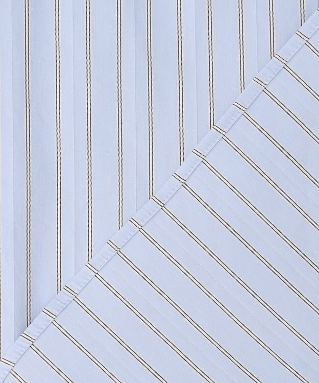 J.PRESS LADIES BEZコットンナイロン ストライプ シャツカラー ブラウス サックス×ホワイト×ベージュ系