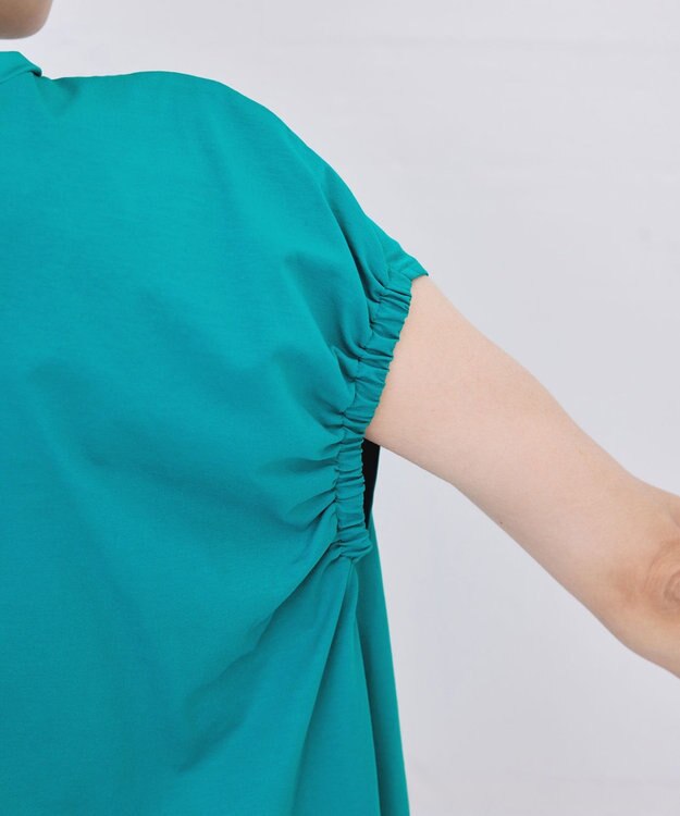 Tiaclasse L 【洗える】ボリュームフレンチカットソーチュニック ターコイズ