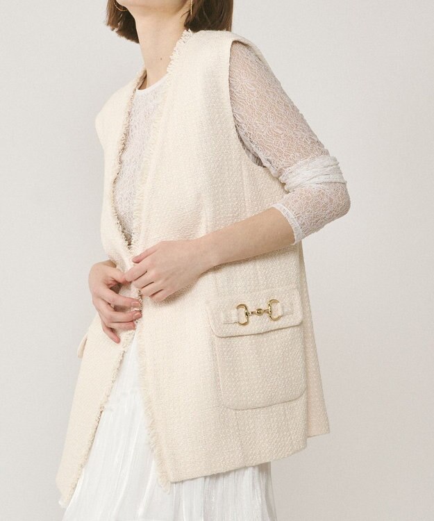 GRACE CONTINENTAL ルーズツイードジレジャケット キナリ