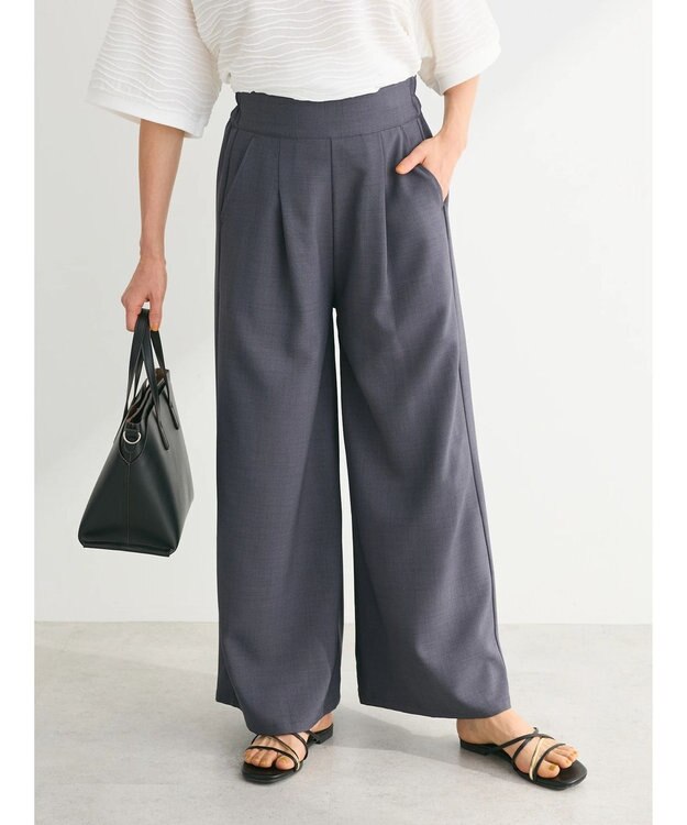 Green Parks ・ＥＬＥＮＣＡＲＥ　ＤＵＥ　リネンライクワイドパンツ Charcoal Gray