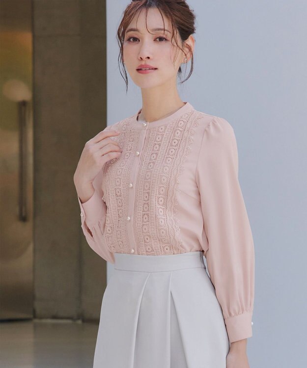 Tiaclasse L 【新色追加】レースブラウス ライトピンク