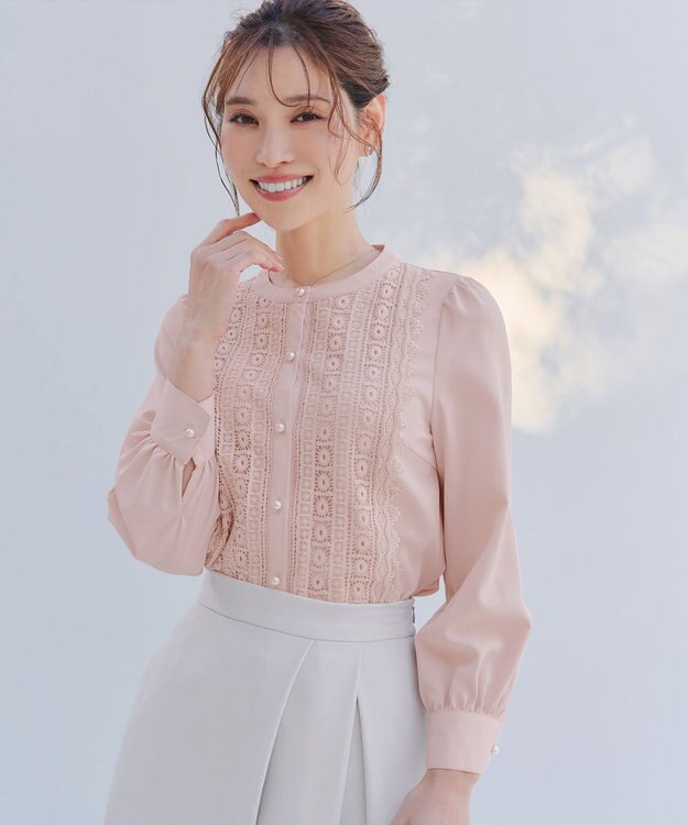 Tiaclasse L 【新色追加】レースブラウス ライトピンク