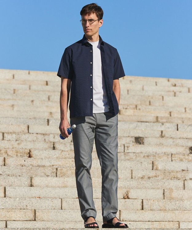 GOTAIRIKU チノ以上スラックス未満のドレス感【接触冷感/吸水速乾/ストレッチ】クールモーション コットンパンツ ライトグレー系