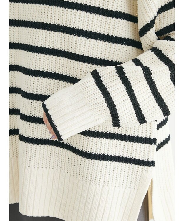 Green Parks ｍｏｋｏモール畦ニット前後差プルオーバー Border