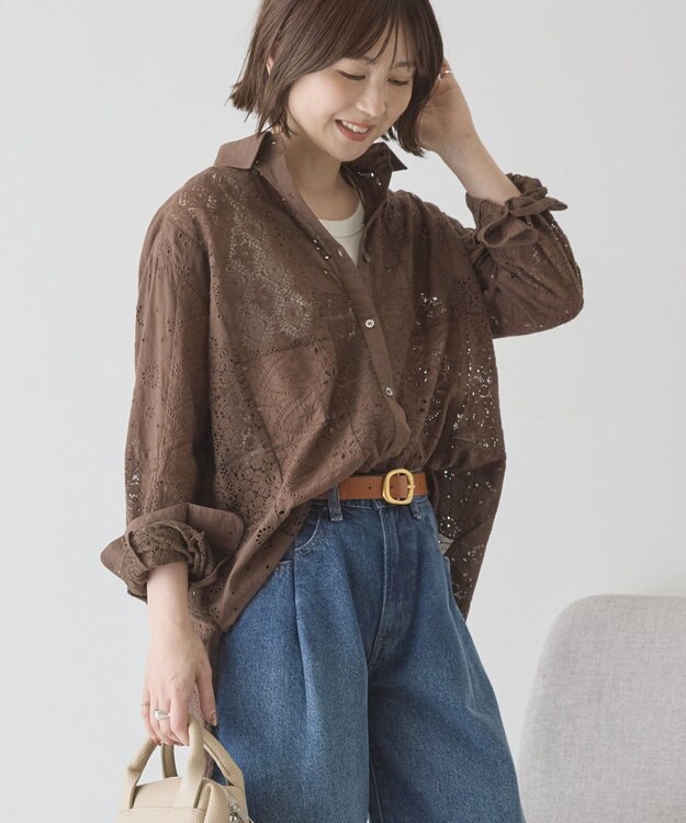 AMERICAN HOLIC レースパッチワークシャツ Off White