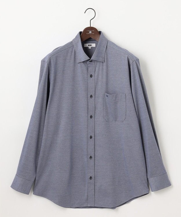 JOSEPH ABBOUD 【キングサイズ・ジャージーシャツで快適な着心地】コンパクトジャージー バーズアイ シャツ サックスブルー系