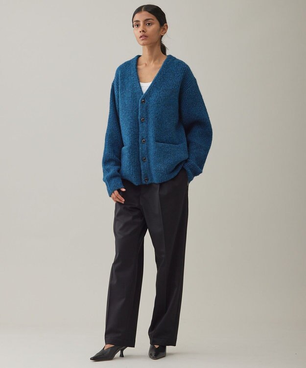 UNFILO MENS 【男女兼用】へアリー ニットカーディガン ブルー グリーン