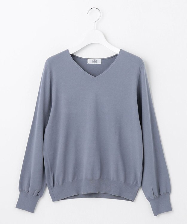 J.PRESS LADIES L 【洗える】PRINCE Vネック ニット サックスブルー系