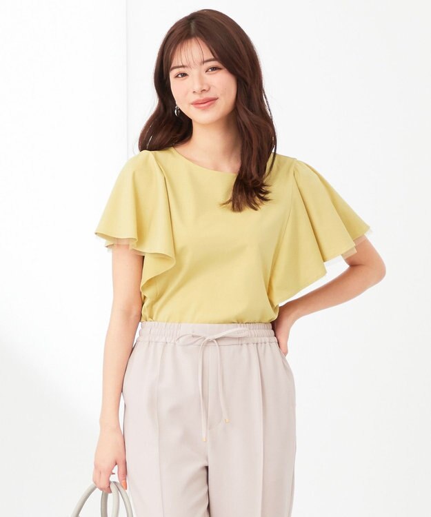 ANY SIS 【接触冷感】360°好印象フリルスリーブ カットソー シトラスイエロー