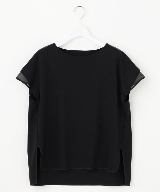 23区 L 【洗える】スムースコンビジャージー フレンチスリーブ カットソー ブラック