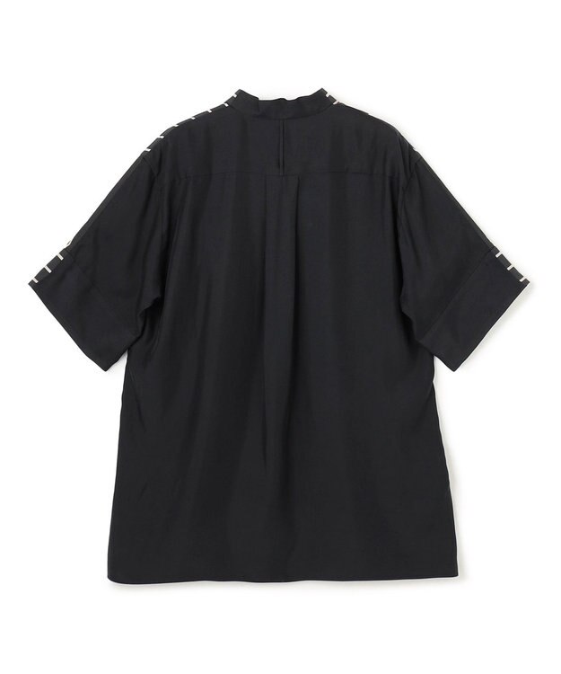 BEIGE， QUARTZ / 異素材コンビ ストライプシャツ Black St.