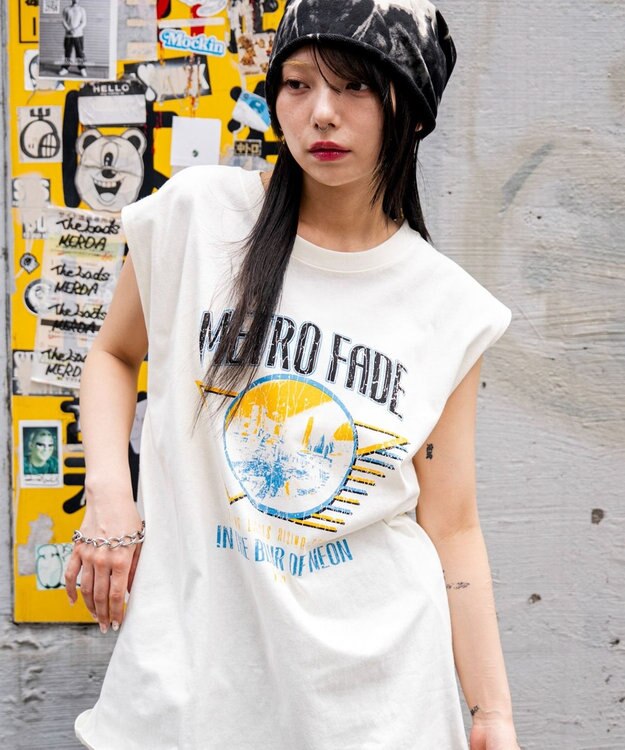 WEGO 【ユニセックス着用ITEM/MLサイズ展開】ヴィンテージライクグラフィックノースリーブ 柄14