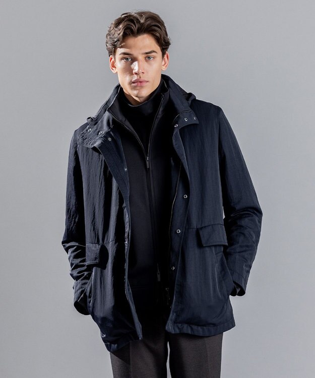 JOSEPH HOMME ナイロンスナバック　フードコート ブラック系