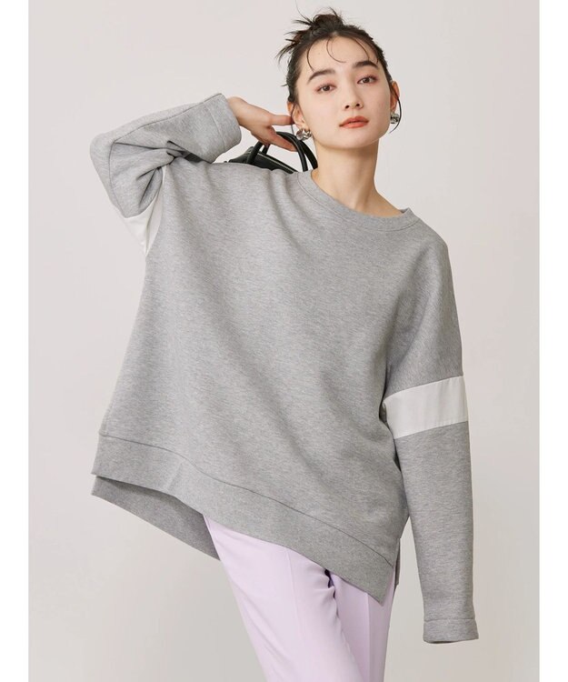 AMERICAN HOLIC 異素材ショルダー切り替えスウェット2 Light Gray Mixture