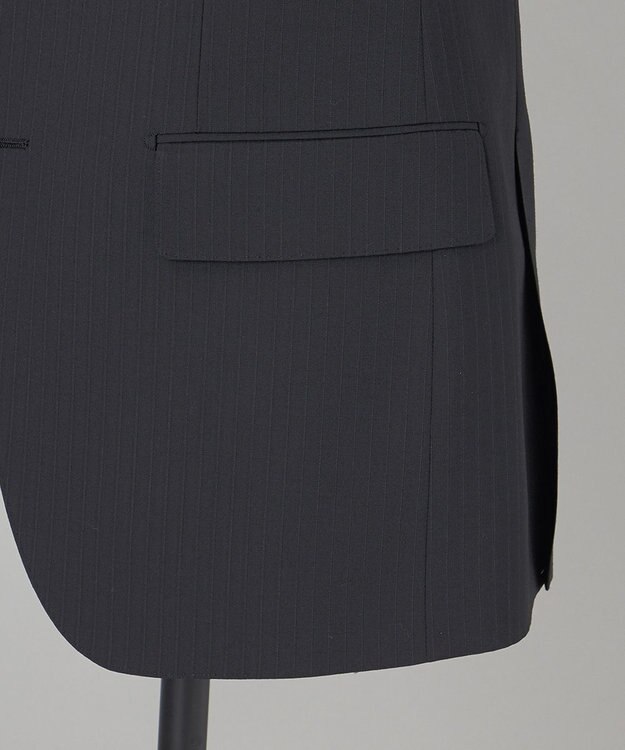 GOTAIRIKU 【オールシーズン対応】WOOL×POLYESTER ライトウェイト スーツ（ブラックストライプ） ブラック系1