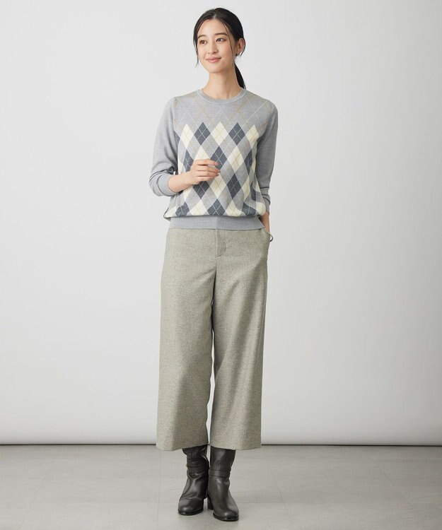 J.PRESS LADIES S ラメツイード クロップド パンツ ベージュ系