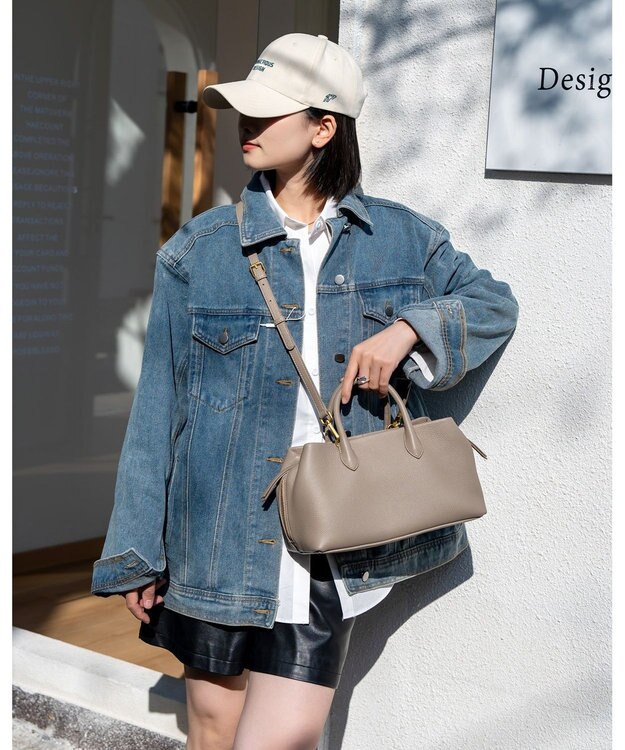 style code [Lyrss/リルス] 2WAY エレガント レザーハンドバッグ グレージュ