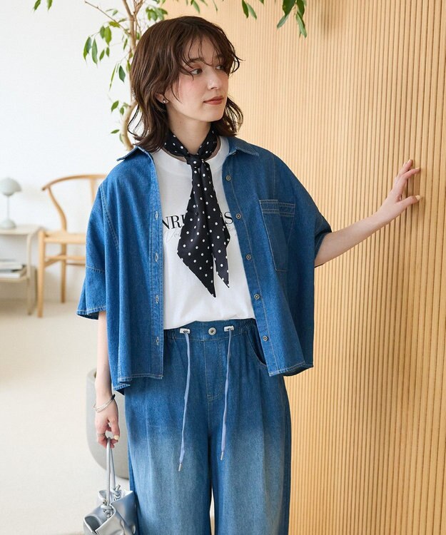 Green Parks フレンチスリーブ刺繍シンプルロゴプルオーバー Off White