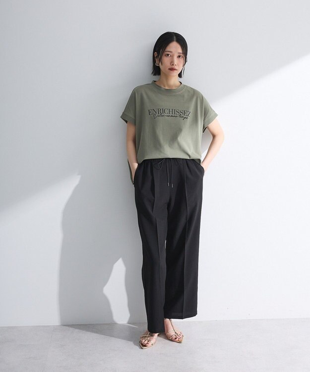 Green Parks フレンチスリーブ刺繍シンプルロゴプルオーバー Khaki