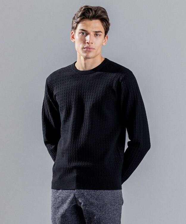 JOSEPH HOMME 【イージーケア】 ヴィスコースリンクス　クルーネックニット ブラック系