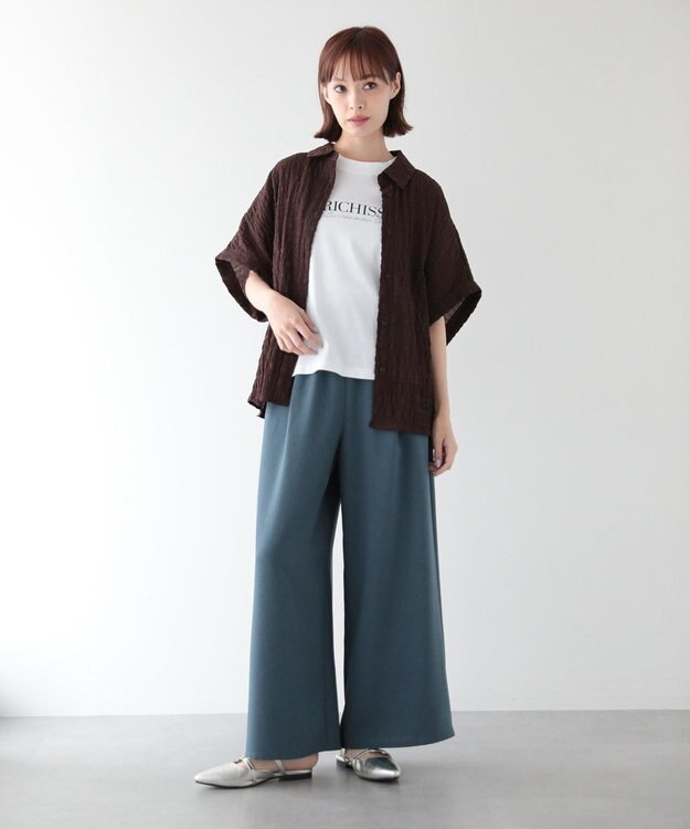 Green Parks フレンチスリーブ刺繍シンプルロゴプルオーバー Off White