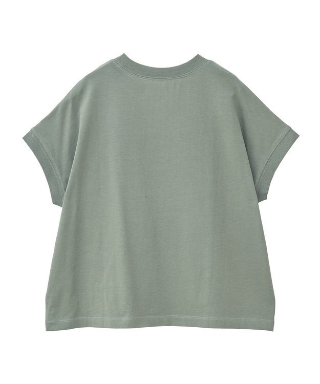 Green Parks フレンチスリーブ刺繍シンプルロゴプルオーバー Khaki