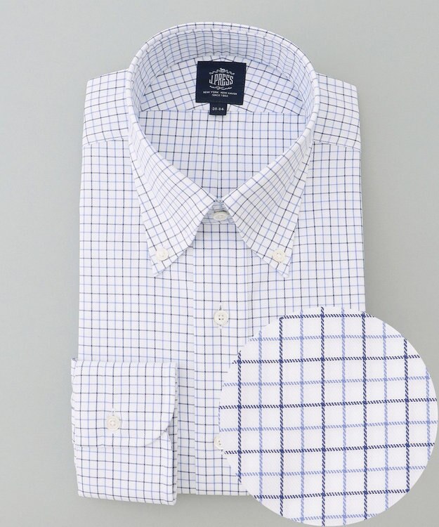 J.PRESS MEN 【PREMIUM PLEATS / 形態安定】スーピマコットンタッタソールチェック シャツ/B.D. サックスブルー系3