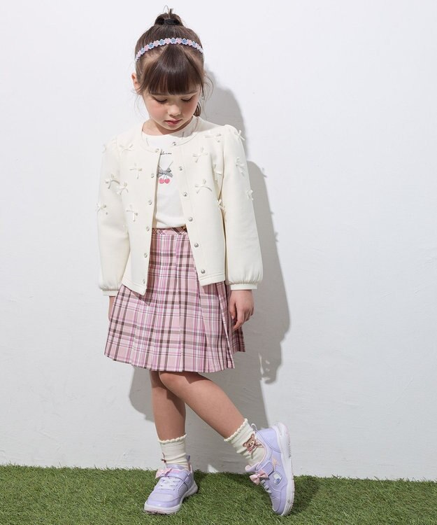 ANY KIDS スナップボタン リボンカーディガン エクリュ