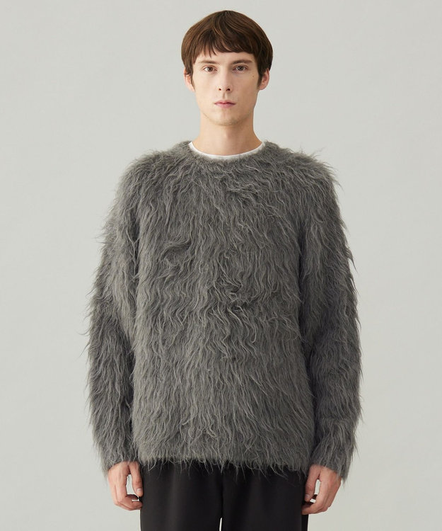 UNFILO MENS 【男女兼用】シャギー クルーネックニット チャコール