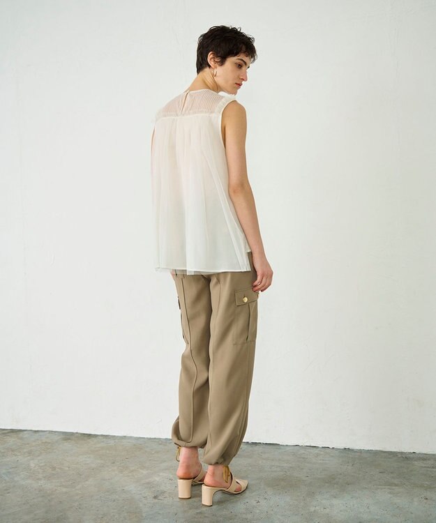 GRACE CONTINENTAL チュールノースリーブ トップ キナリ