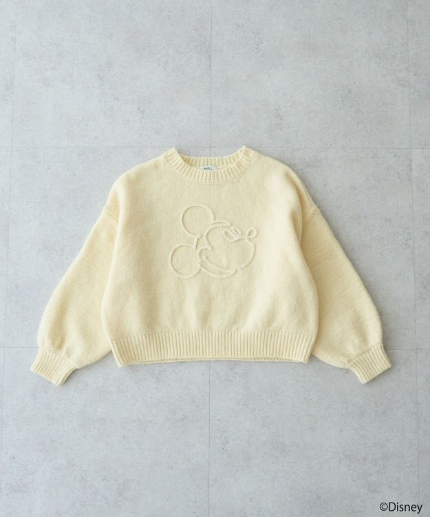 earth music&ecology 【予約】Disney/ミッキーコード刺繍ニットプルオーバー アイボリー