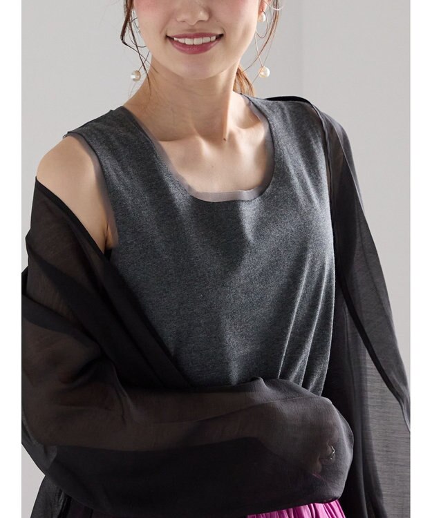 Te chichi チュールトリムタンクトップ チャコールグレー