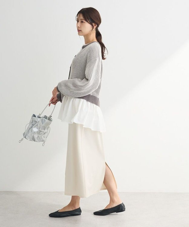 Green Parks 配色リブドッキングチュニック Gray