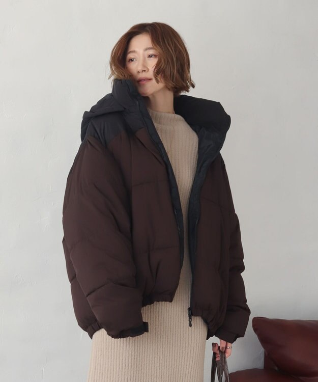 WEGO 【25年秋冬新作/ユニセックス着用ITEM/SMLサイズ展開】2WAYパファーブルゾン ブラウン