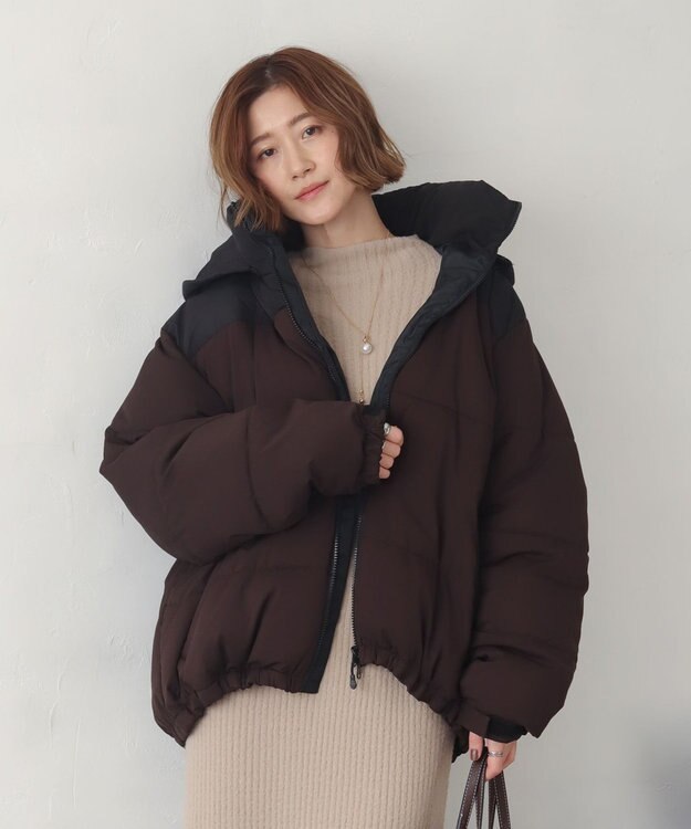 WEGO 【25年秋冬新作/ユニセックス着用ITEM/SMLサイズ展開】2WAYパファーブルゾン ブラウン