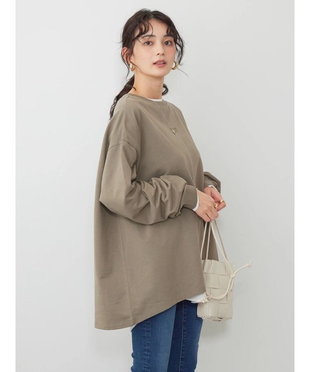 AMERICAN HOLIC 刺繍ロゴミニ裏毛ボートネックチュニック Khaki