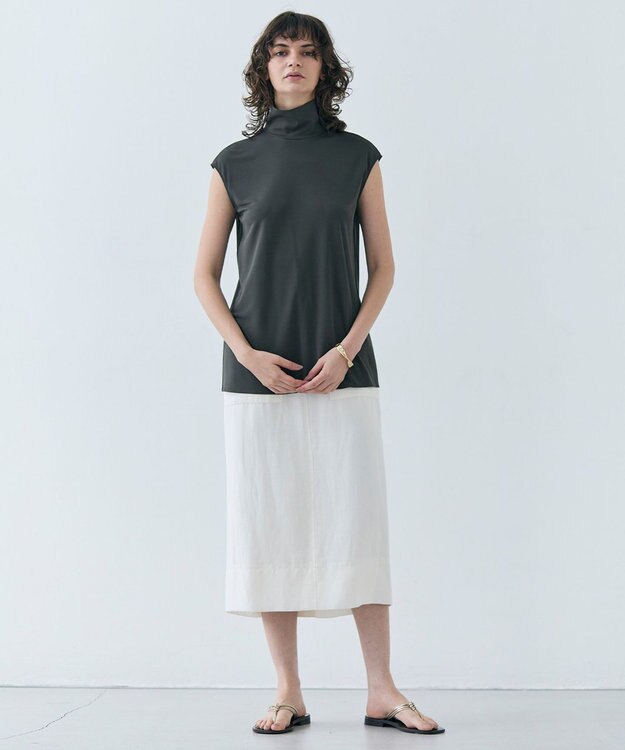 BEIGE， MELLE / ハイストレッチ ハイネックカットソー Khaki