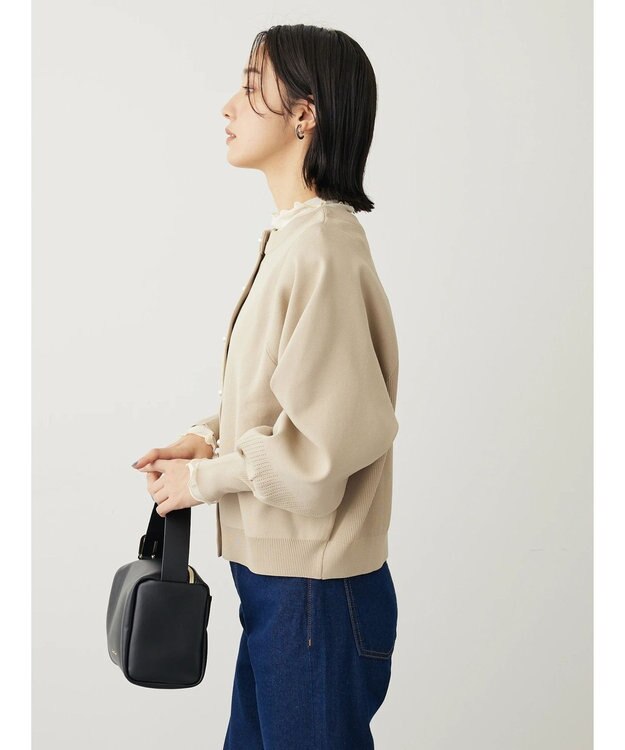 Green Parks ・ｆｕｒｒｙ　ｒａｔｅ２ｗａｙかる~いニットカーデ Light Beige