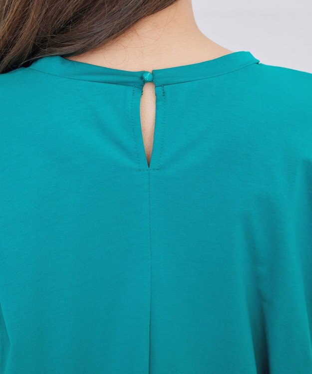 Tiaclasse L 【洗える】ボリュームフレンチカットソーチュニック ターコイズ