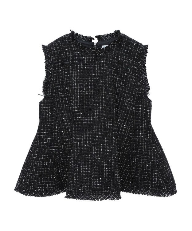 Green Parks ツイードペプラムベスト Black