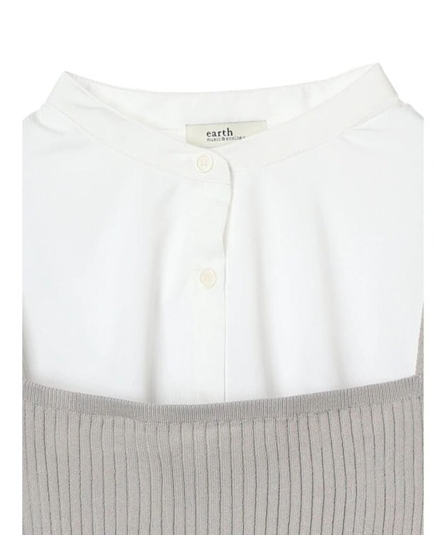 earth music&ecology ＳＥＴ２点ニットビスチェ＋ノーカラーシャツ Off White