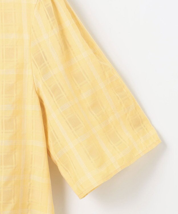 J.PRESS LADIES S 【洗える】SHEER チェック フレアスリーブ ブラウス マリーゴールド系