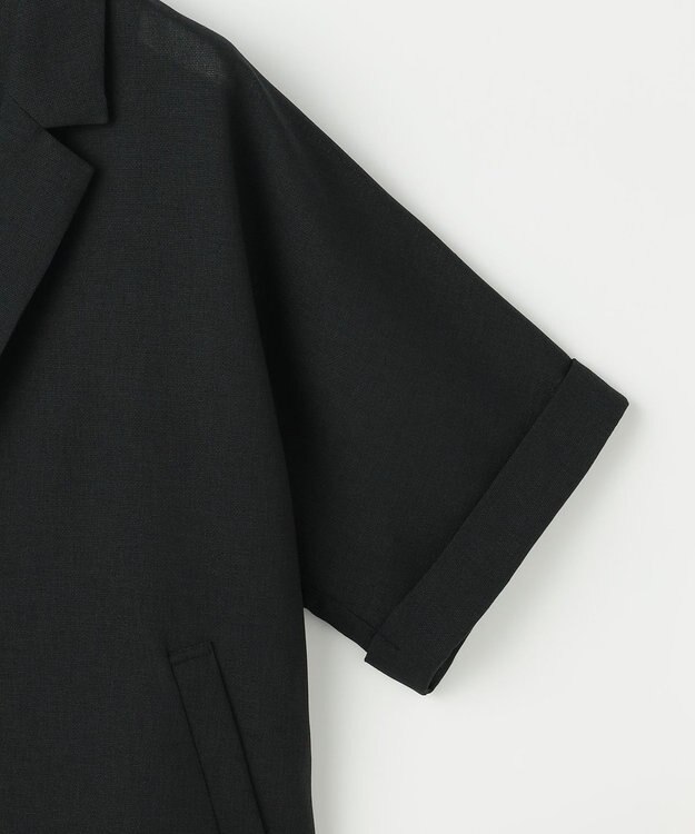 自由区 L 【人気素材・NEWアイテム】ラスティックメッシュハーフスリーブ ジャケット ブラック